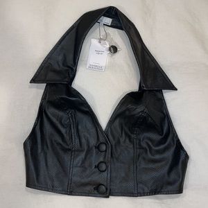 WeWoreWhat leather halter top